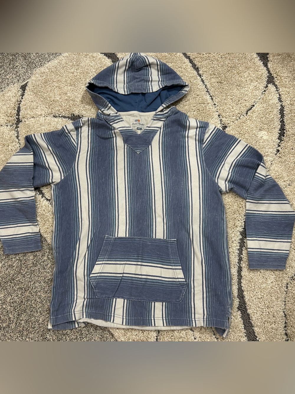 American Eagle Men’s Striped Blue & White Hoodie XL